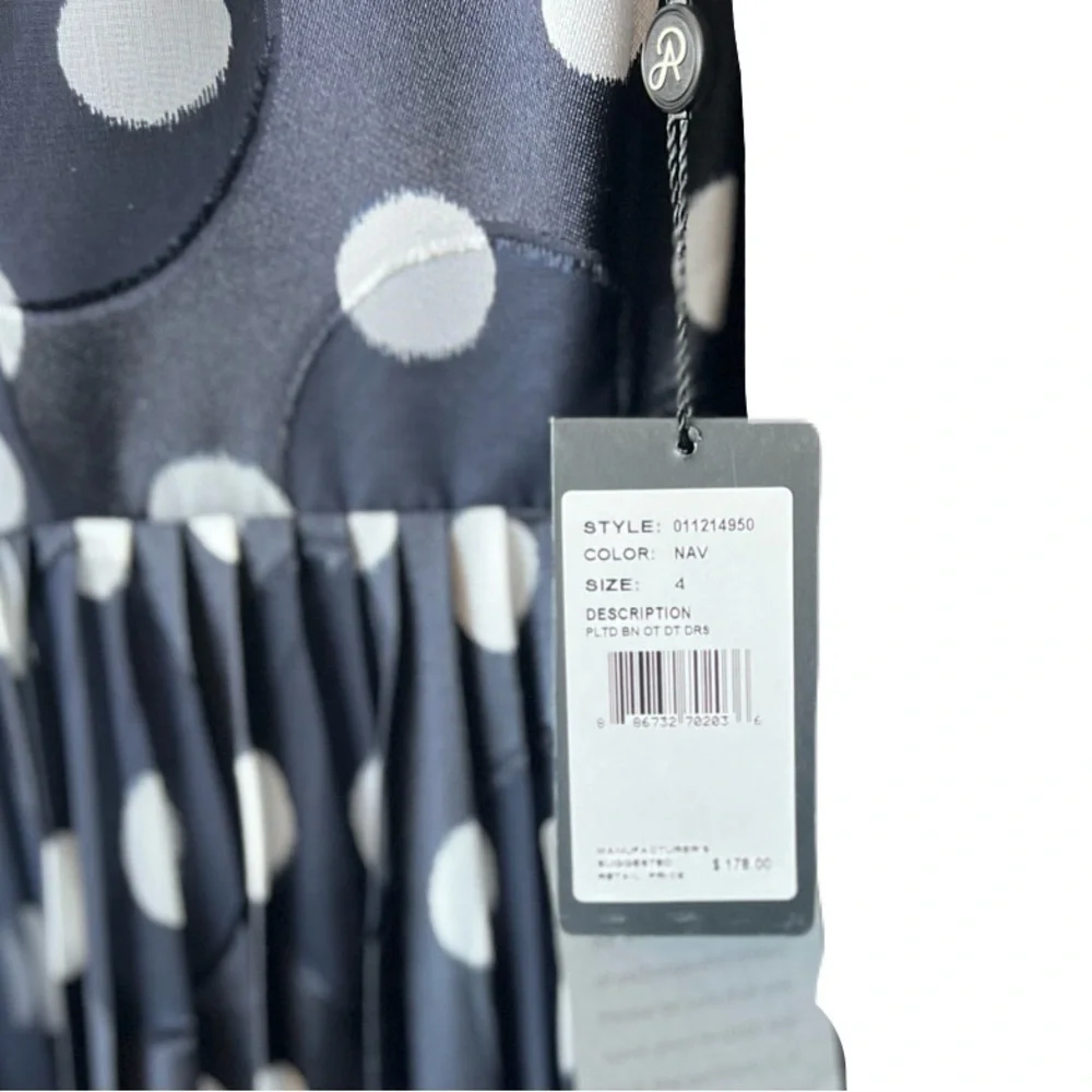 🆕 💙 NWT ADRIANNA PAPELL Navy & White Polka Dot Fit & Flare Dress | Size 4 - Picture 4 of 12